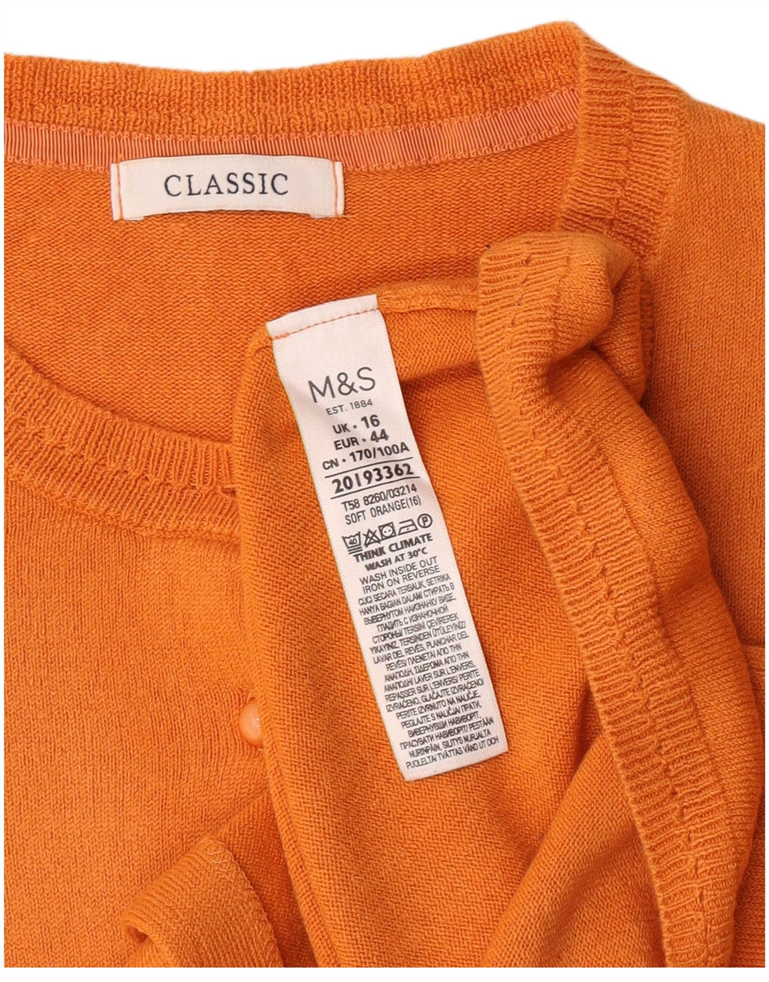 Marks & Spencer Womens Oversized Cardigan Sweater UK 16 Large Orange