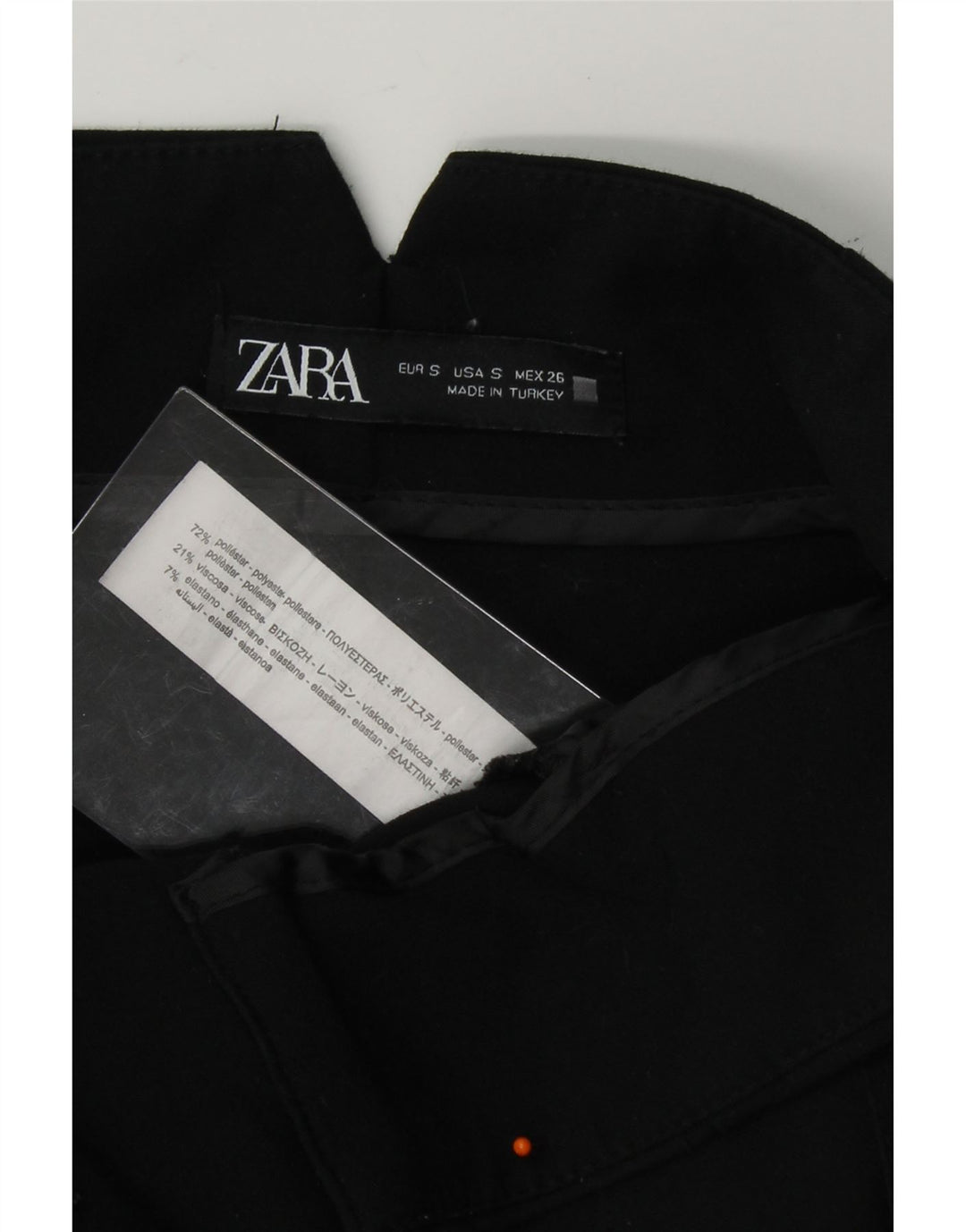ZARA Womens Tapered Chino Trousers Small W26 L27 Black Polyester Vintage Zara and Second-Hand Zara from Messina Hembry 