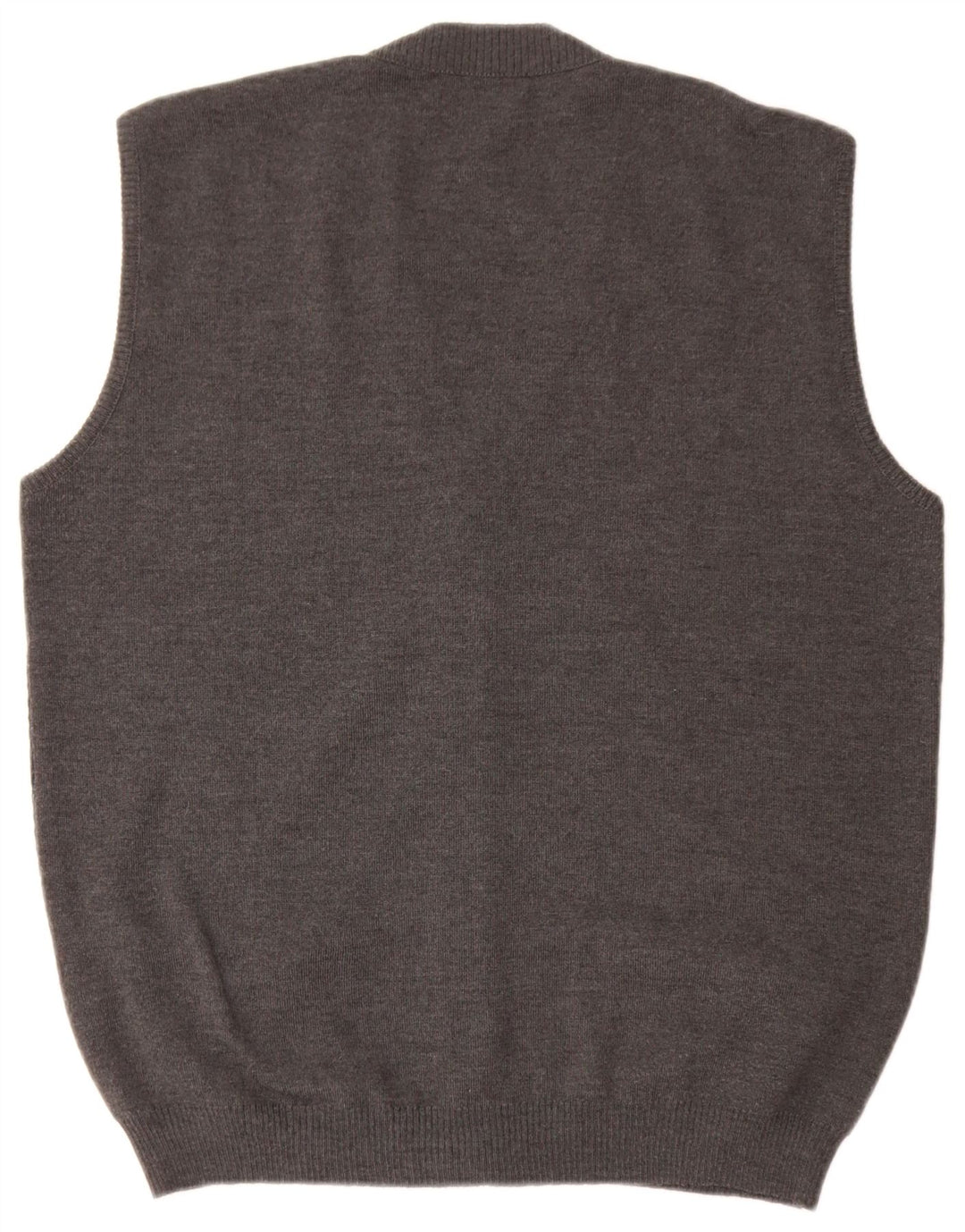 Bernardi Mens Sleeveless Cardigan Sweater IT 52 Large Grey Geometric Wool