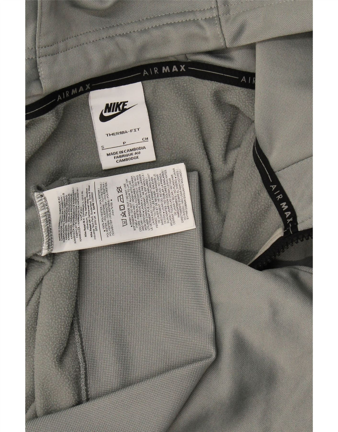 Felpa con cappuccio e zip grafica Nike da uomo piccola in poliestere grigio