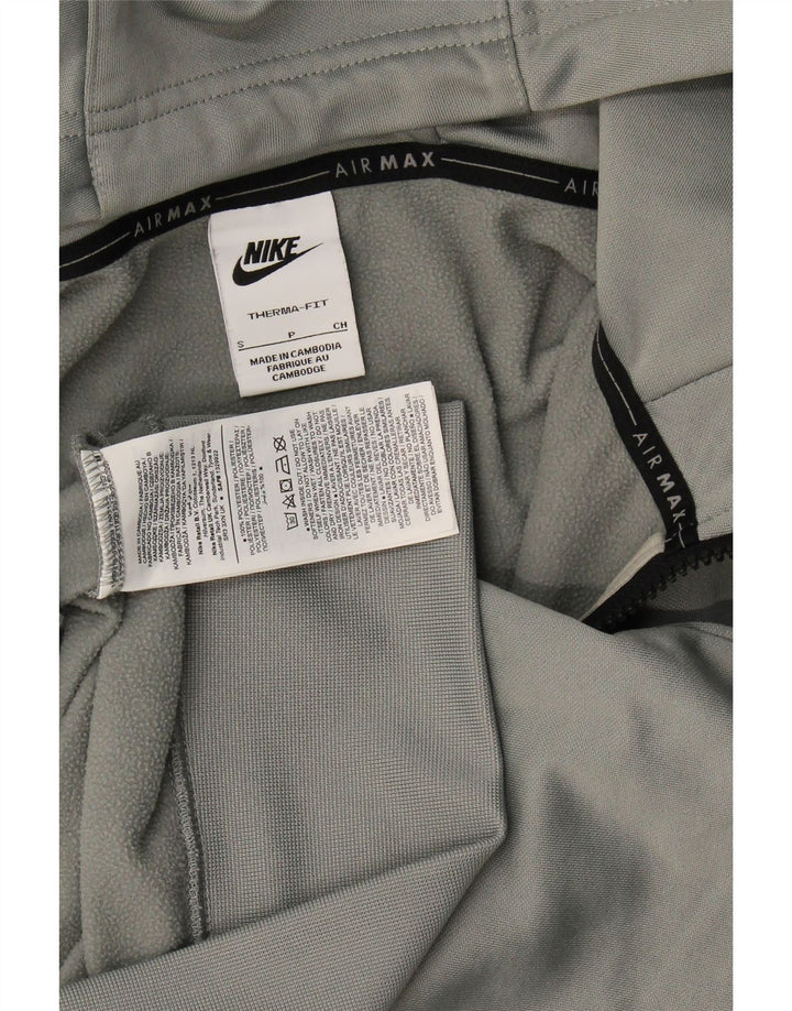 Felpa con cappuccio e zip grafica Nike da uomo piccola in poliestere grigio