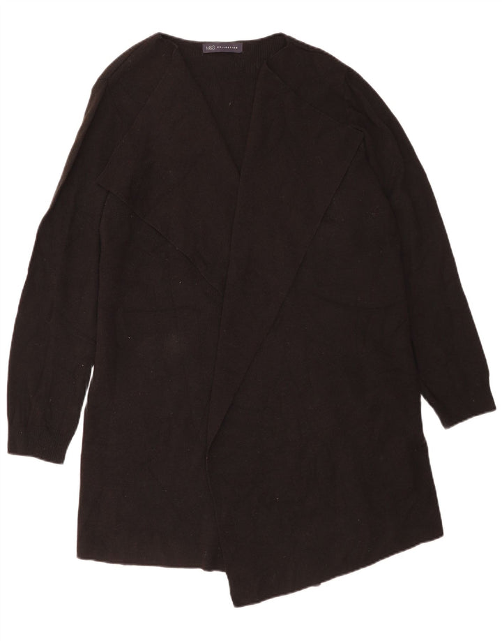 Marks & Spencer Womens Open Cardigan Sweater UK 16 Large Black Acrylic