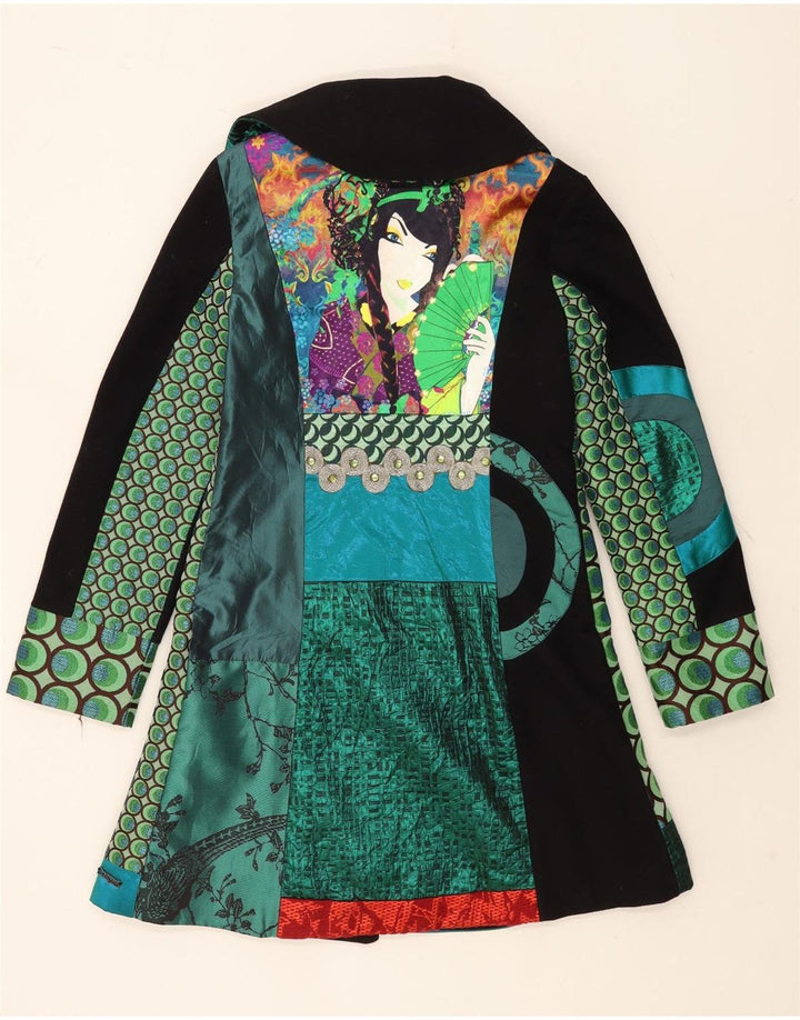 Desigual Damen Zweireihiger Mantel EU 40 Mittel Mehrfarbig
