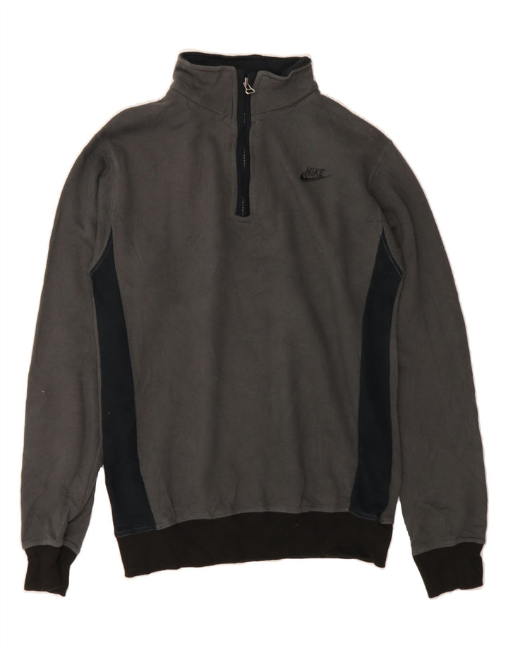 NIKE Mens Zip Neck Sweatshirt Jumper Small Grey Colourblock Vintage Nike and Second-Hand Nike from Messina Hembry 