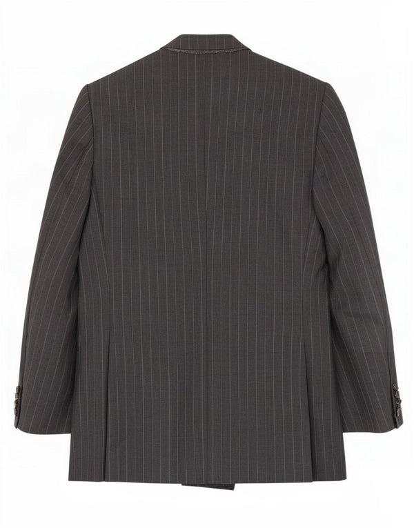 Giacca blazer doppiopetto da uomo Lord UK 38 Lana a righe grigio medio