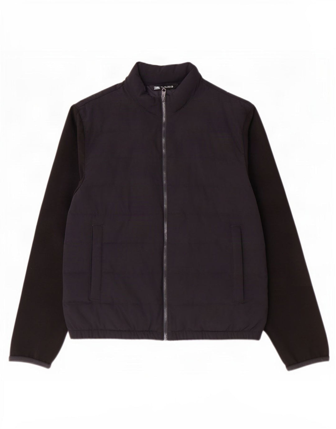 Zara Mens Chaqueta Acolchada UK 40 Grande Azul Marino Colorblock Poliéster