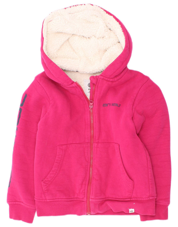 Animal Mädchen-Kapuzenpullover mit grafischem Reißverschluss, 5–6 Jahre, rosa Baumwolle