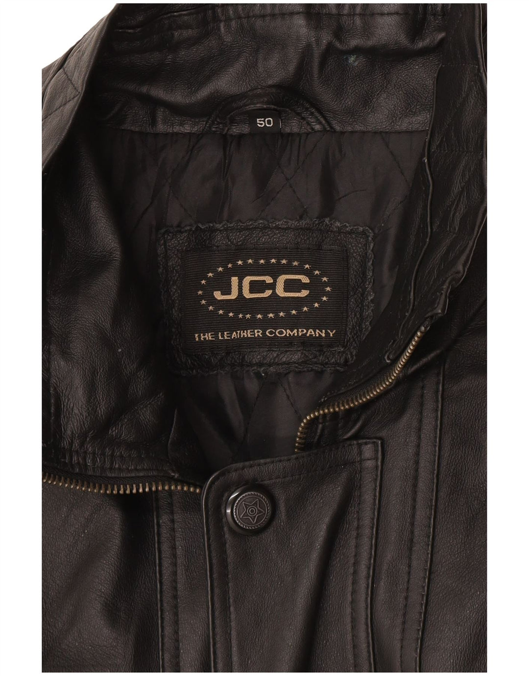 JCC Mens Leather Jacket IT 50 Large Black Leather