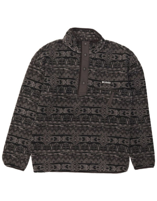 Columbia Herre Button Neck Fleece Jumper Medium Grey Geometrisk Polyester