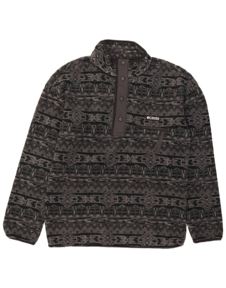 Columbia Herre Button Neck Fleece Jumper Medium Grey Geometrisk Polyester