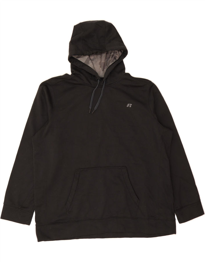 RUSSELL ATHLETIC Mens Hoodie Jumper 2XL Black Polyester Vintage Russell Athletic and Second-Hand Russell Athletic from Messina Hembry 