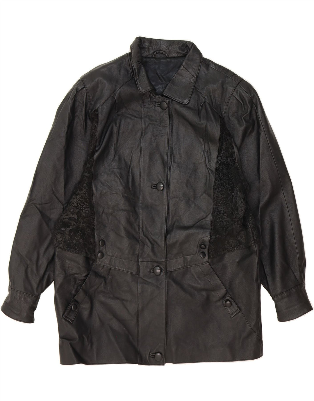 CANDA Womens Leather Coat UK 18 XL Black Colourblock Leather Vintage Canda and Second-Hand Canda from Messina Hembry 