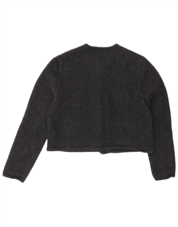 Massimo Dutti Damen Crop Cardigan Pullover UK 12 Mittelgraue Wolle