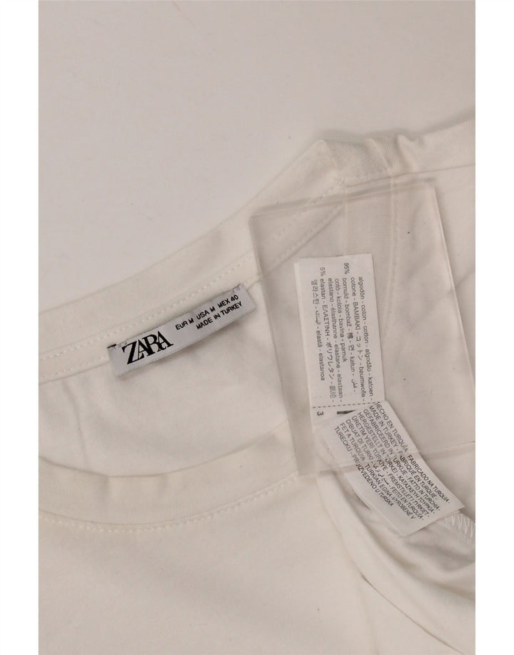 Zara Mens Top Long Sleeve Medium White Cotton