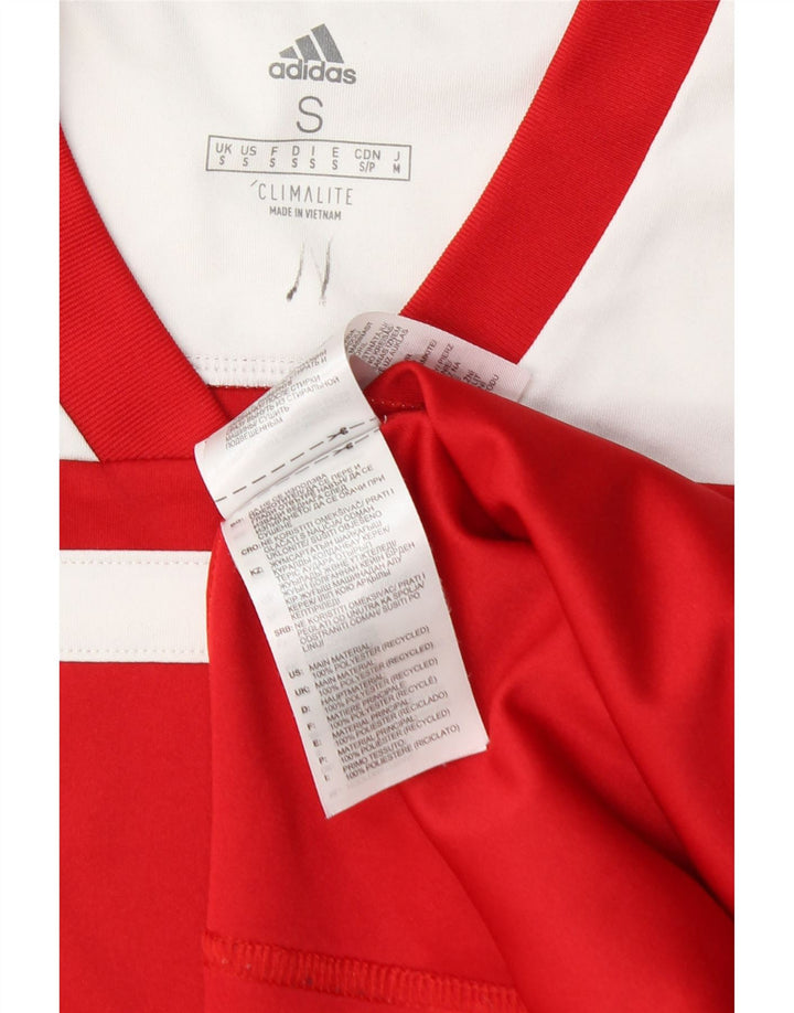 T-shirt Adidas Climalite da uomo Top Small in poliestere color block rosso