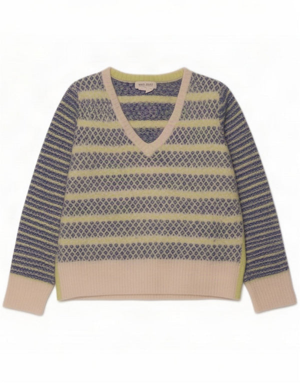 White Stuff Damen-Pullover mit V-Ausschnitt, UK 12, mittelmehrfarbig gestreift