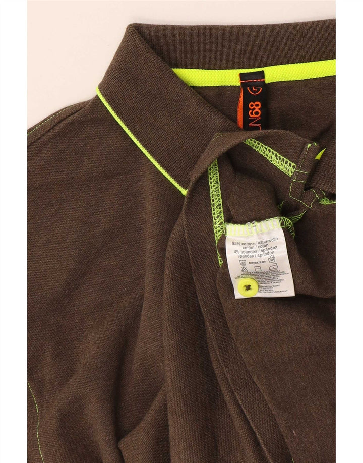 Sun68 Mens Polo Shirt Large Brown Cotton