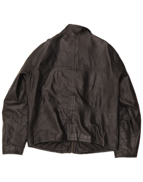 Giacca in pelle vintage da uomo UK 38 media nera