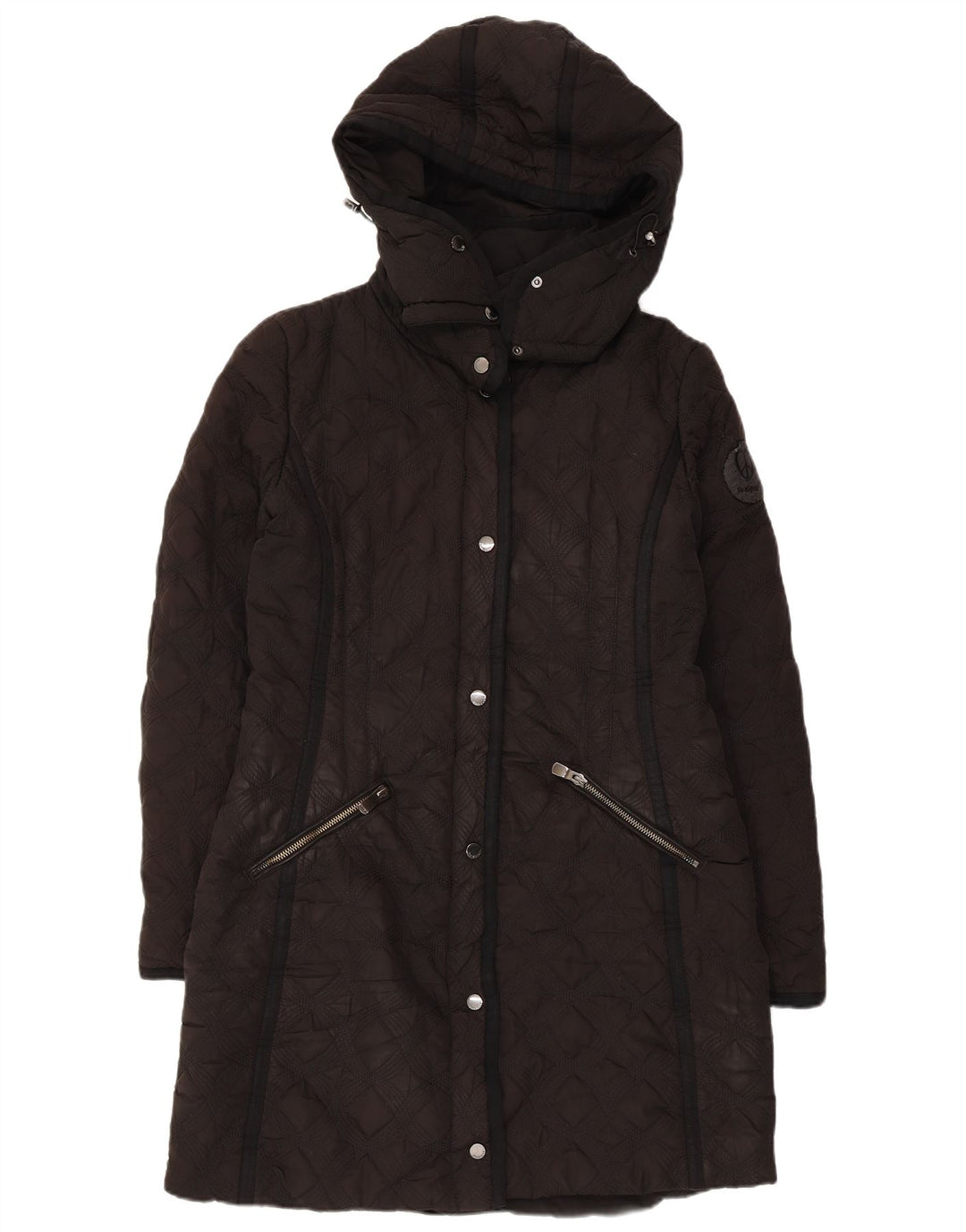 Desigual Womens Hooded Quilted Padded Coat EU 44 XL Black Polyester