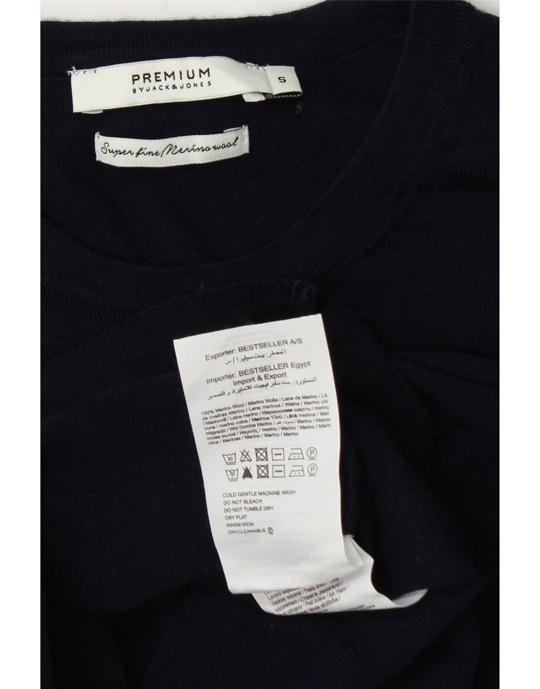 JACK & JONES Mens Crew Neck Jumper Sweater Small Navy Blue Wool