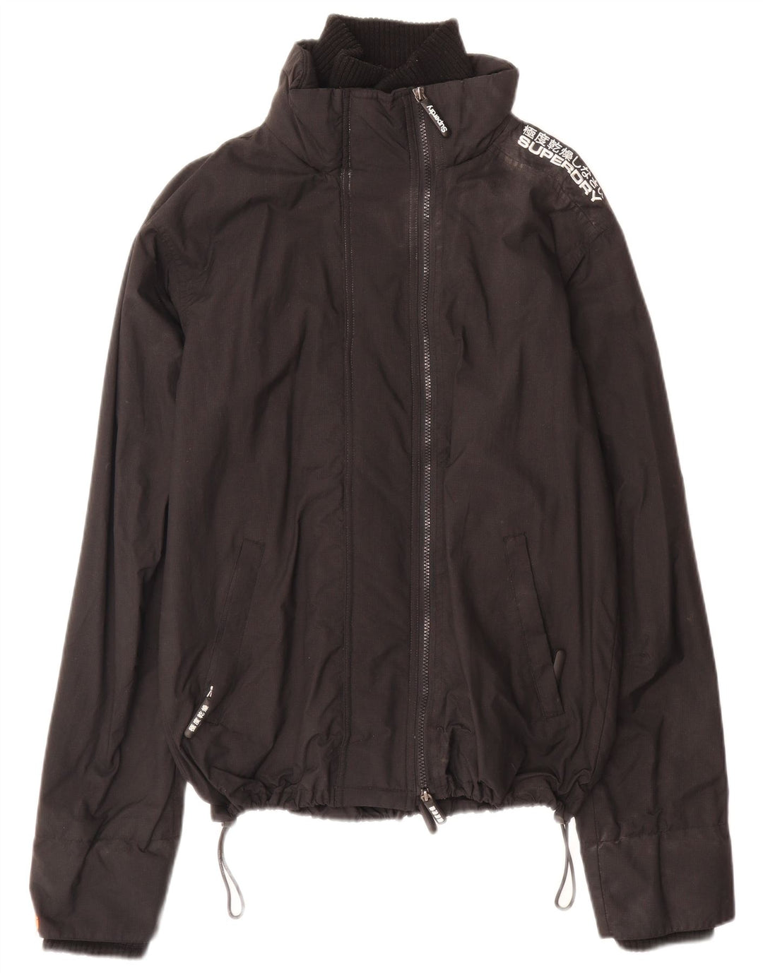 Giacca antipioggia da donna Superdry UK 16 Large Black Nylon