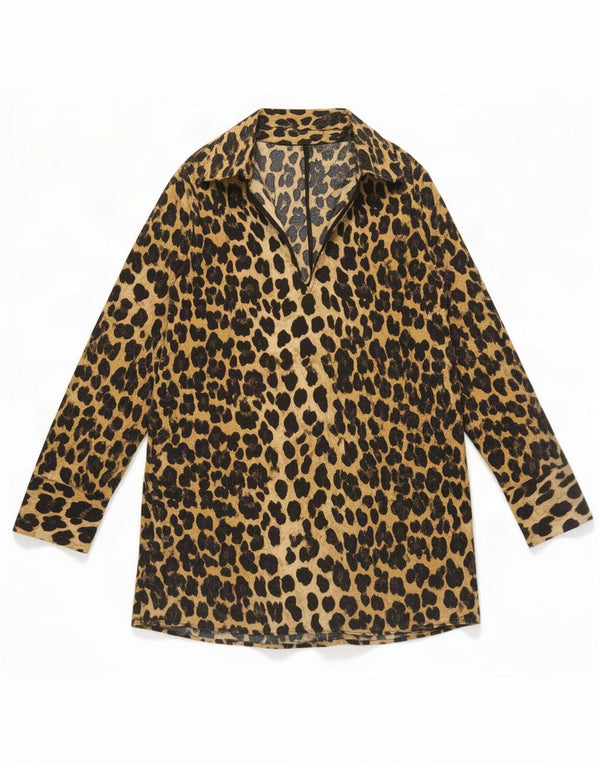 Zara Womens Long Sleeve Shift Dress UK 10 Small Brown Animal Print