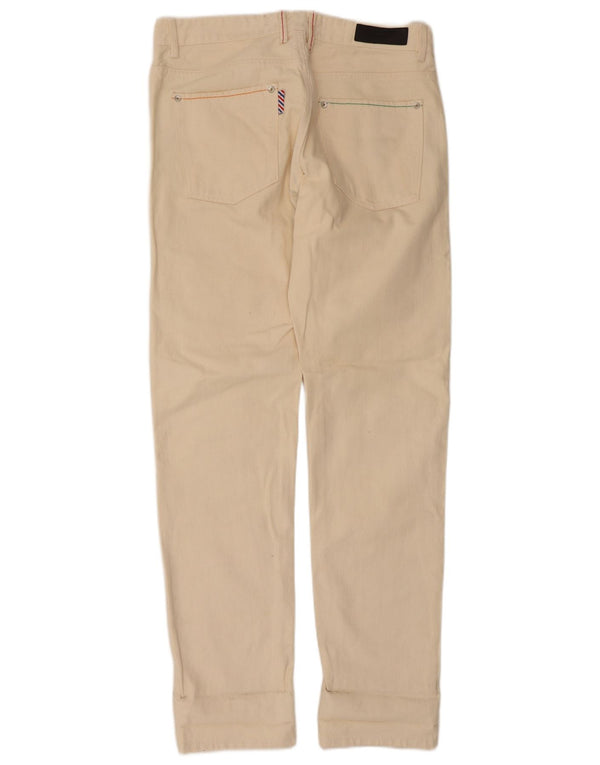 Benetton Pantalon Droit Décontracté Femme W32 L32 Beige Coton