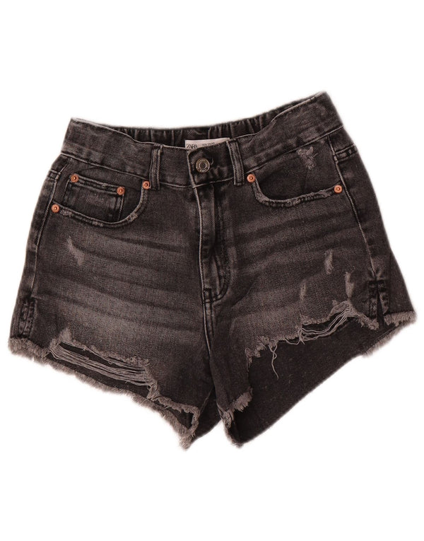 Zara Girls Distressed Denim Shorts 11-12 år W26 Grå