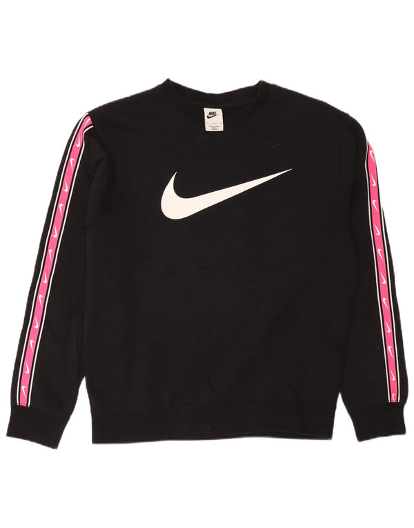 Nike Womens Graphic Sweatshirt Jumper UK 10 Small Black Colourblock