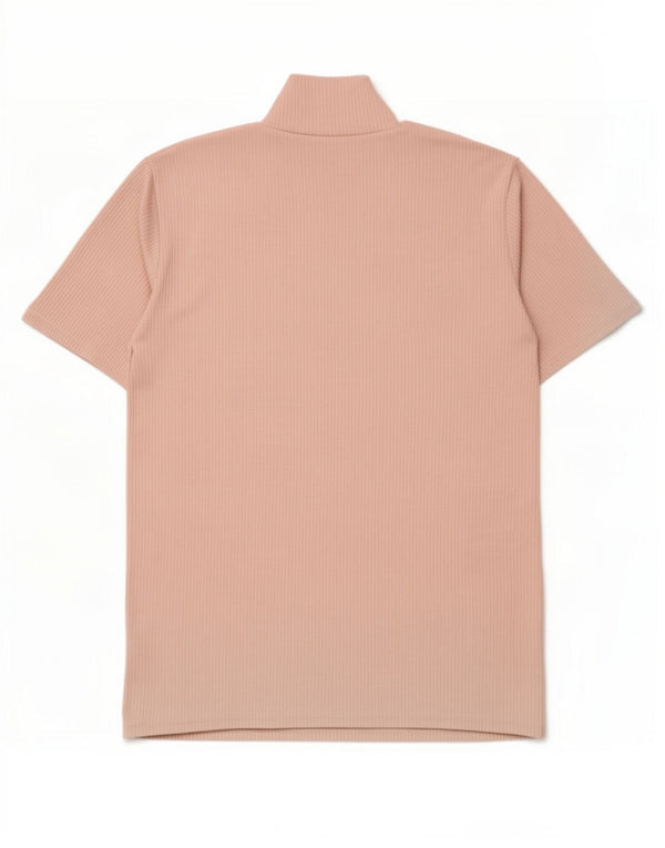 Zara Womens Zip Neck T-Shirt Top UK 16 Large Rose Polyester
