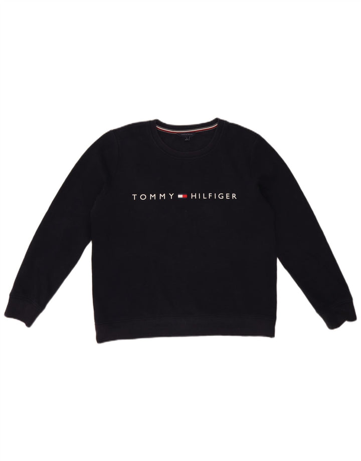 Tommy Hilfiger Womens Graphic Sweatshirt Jumper UK 14 Medium Navy Blue