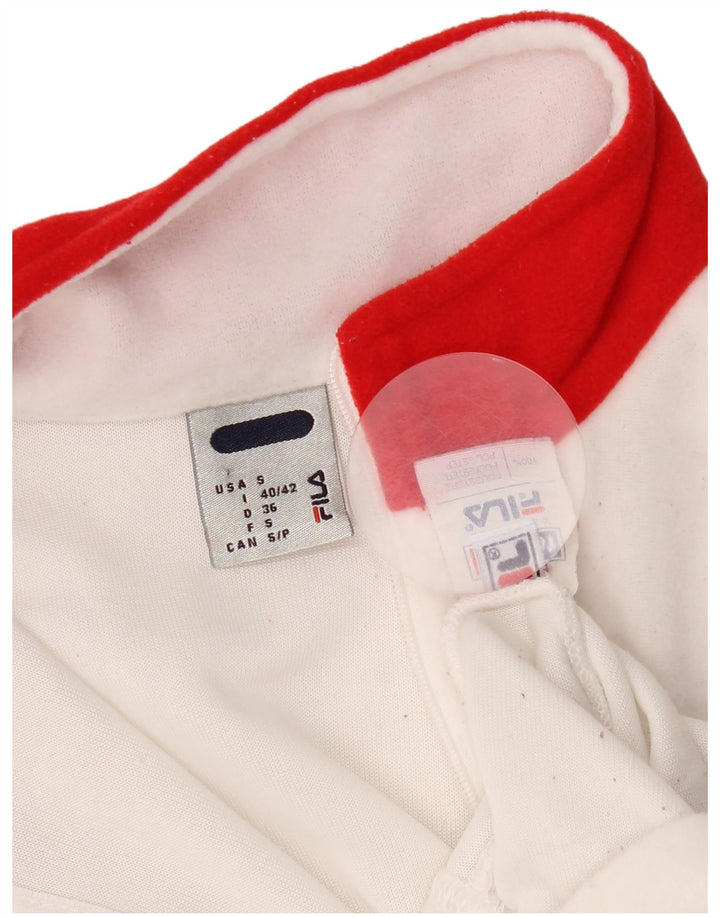 Maglia da donna Fila con collo e zip a maniche lunghe UK 8 Small Poliestere color block bianco