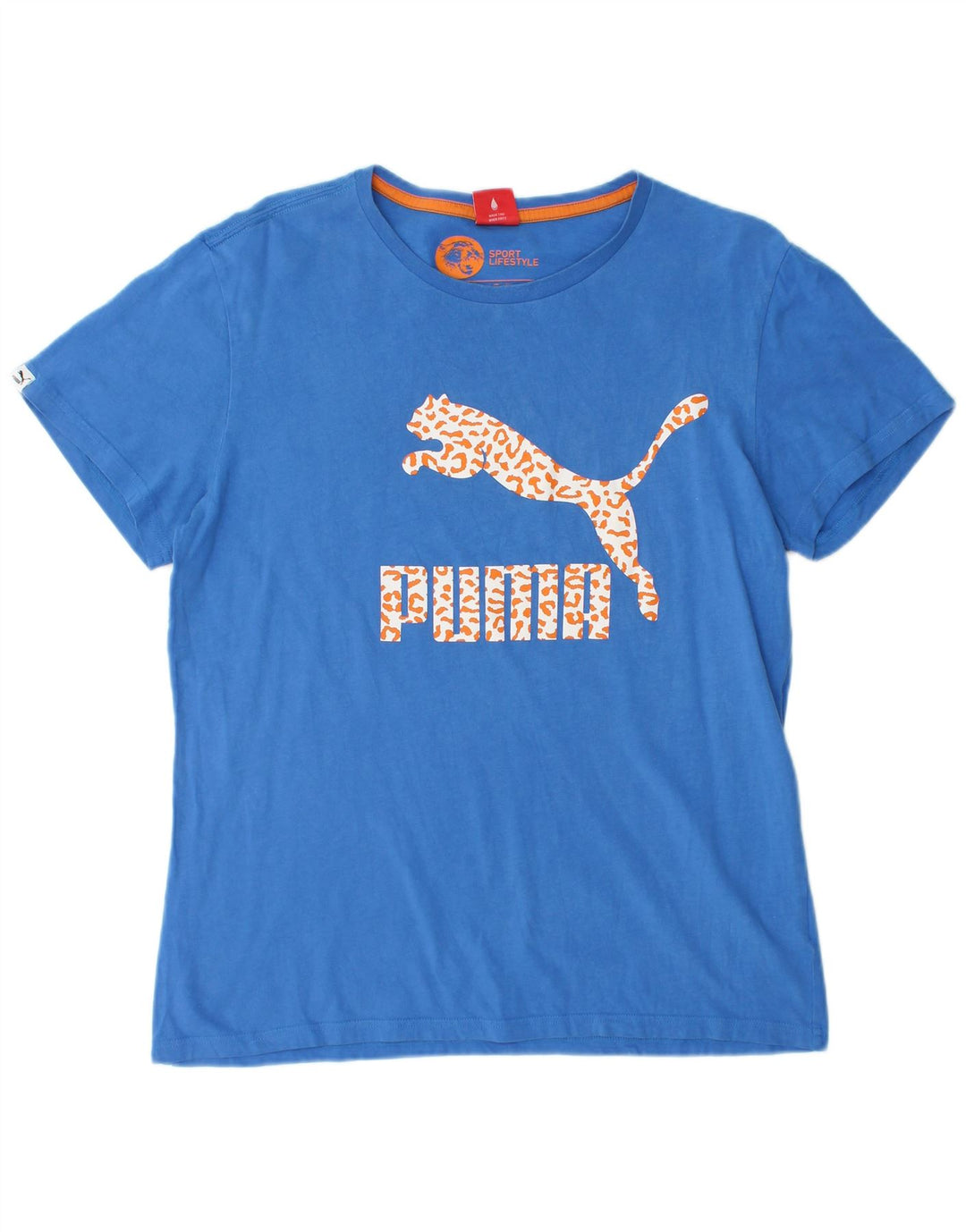 Puma Mens Graphic T-Shirt Top Large Blue Cotton