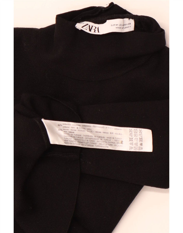 ZARA Womens Crop Turtle Neck Jumper Sweater UK 12 Medium Black