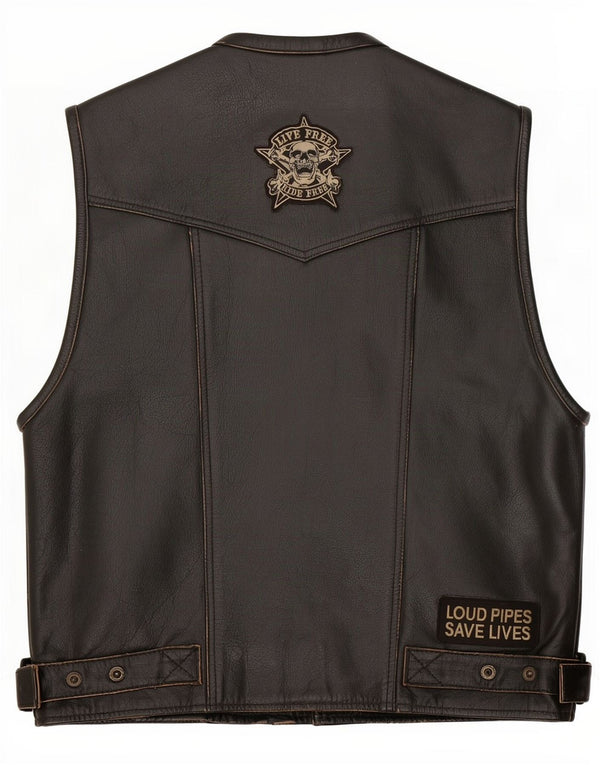 Vintage Herre Læder Gilet UK 40 Large Black