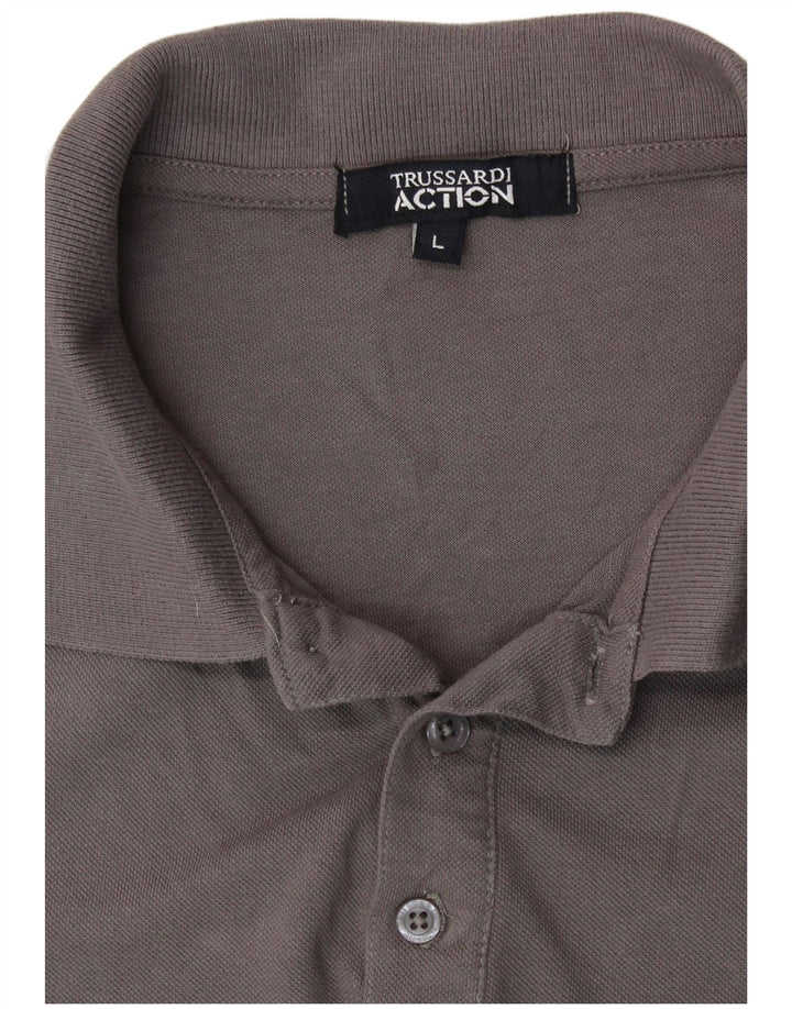TRUSSARDI Mens Polo Shirt Large Grey