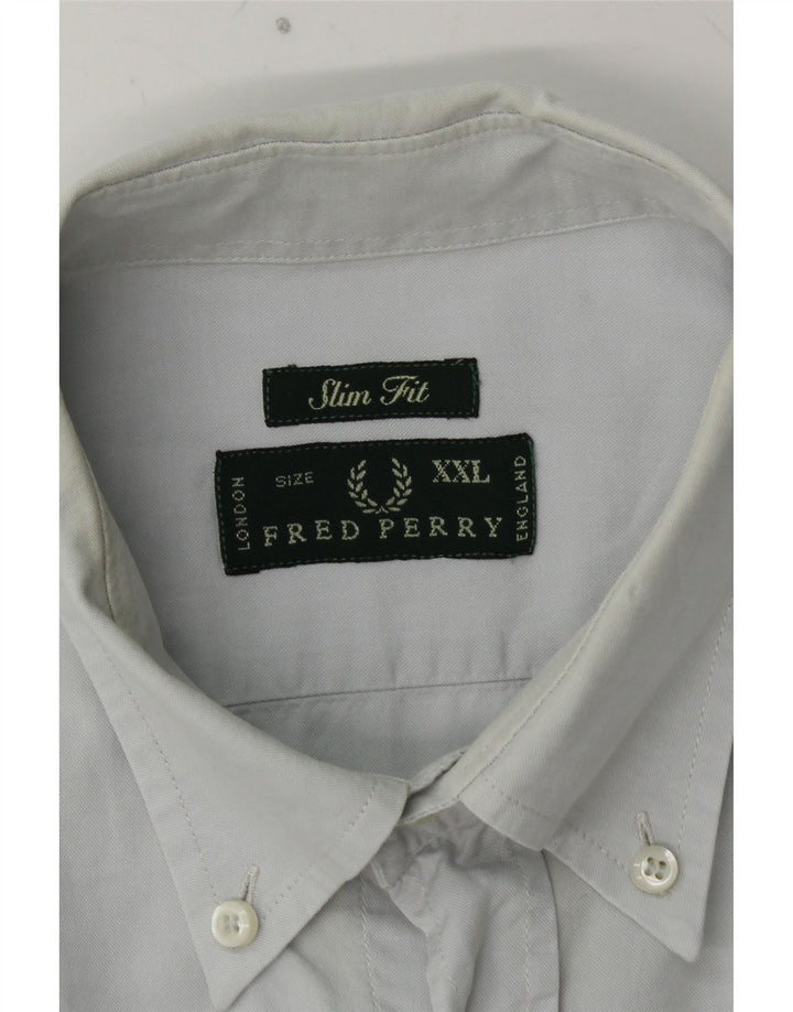 FRED PERRY Mens Slim Fit Shirt 2XL Blue Cotton