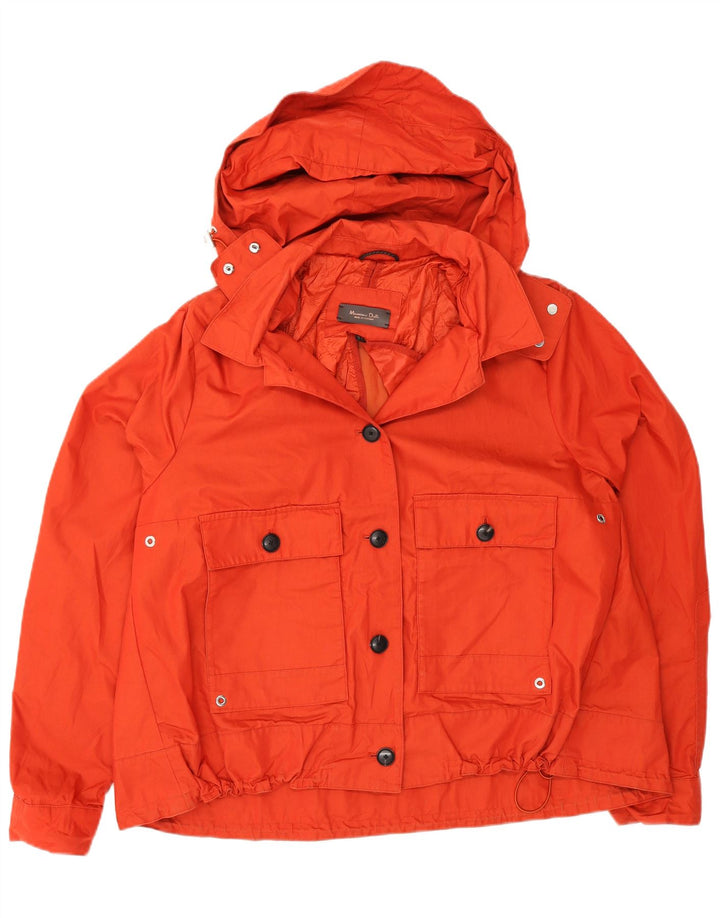 Massimo Dutti Damen Bomberjacke mit Kapuze UK 18 XL Orange Polyester