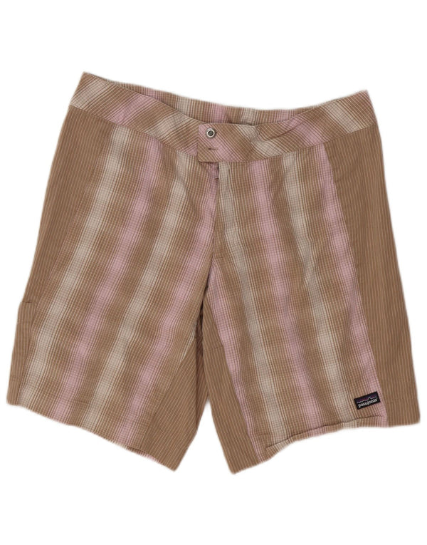 Patagonia Pantaloncini casual da donna US 12 Large W36 Cotone a quadri marroni