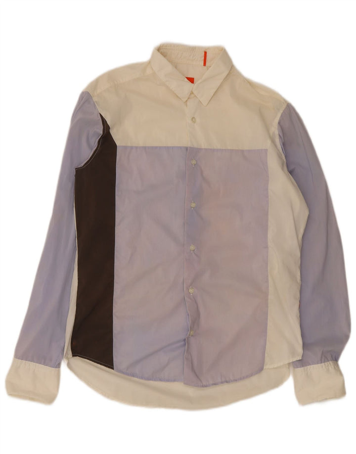 Camicia da uomo Hugo Boss in cotone color block medio multicolore