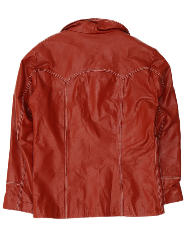 Vintage mujer chaqueta de cuero Reino Unido 38 rojo medio