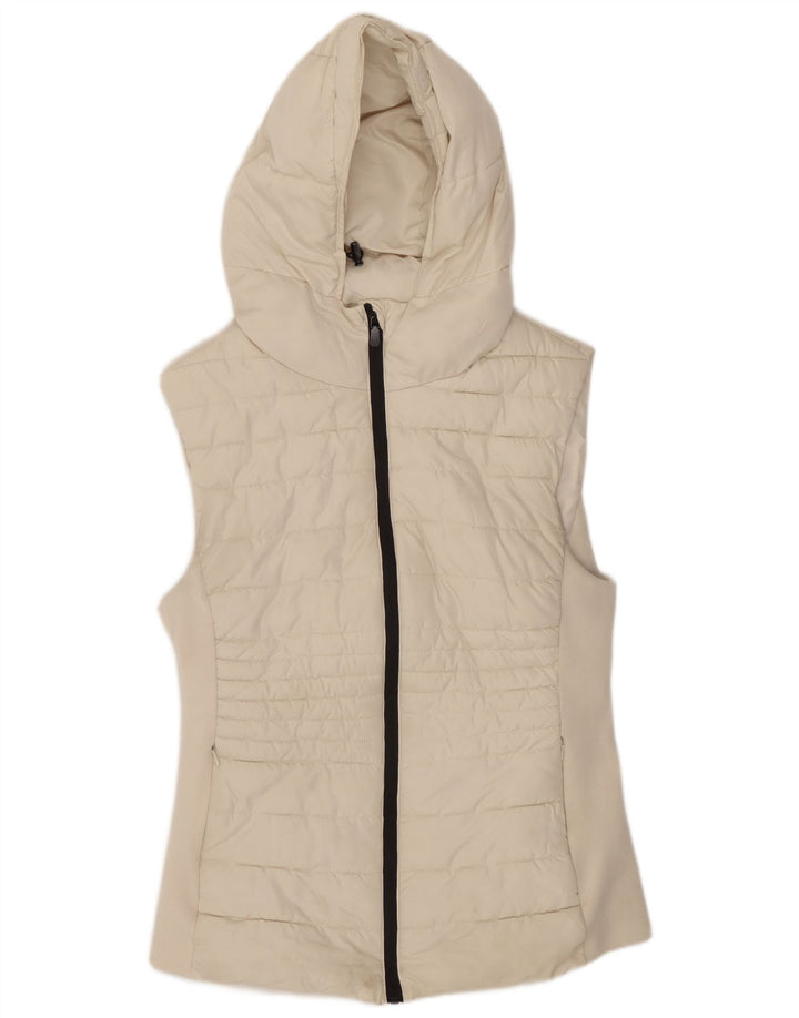 Zara Womens Hooded Padded Gilet UK 14 Large White Polyester