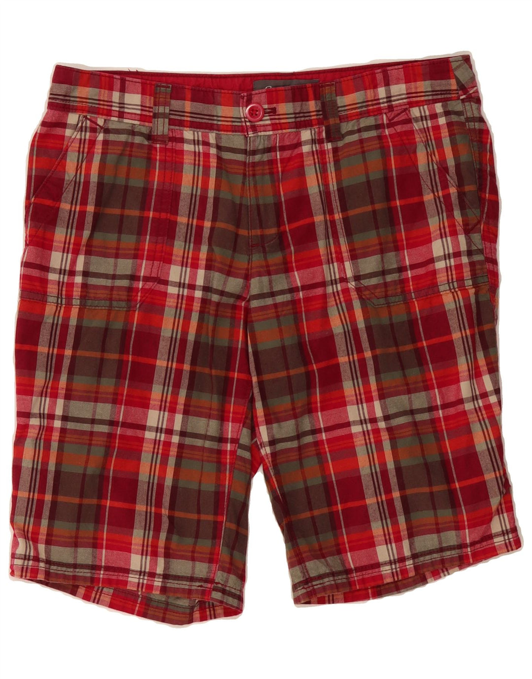 EDDIE BAUER Womens Chino Shorts US 8 Medium W32  Red Check Cotton Vintage Eddie Bauer and Second-Hand Eddie Bauer from Messina Hembry 