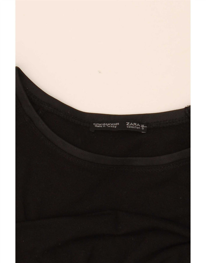 Zara Damen Top Langarm UK 14 Medium Schwarz