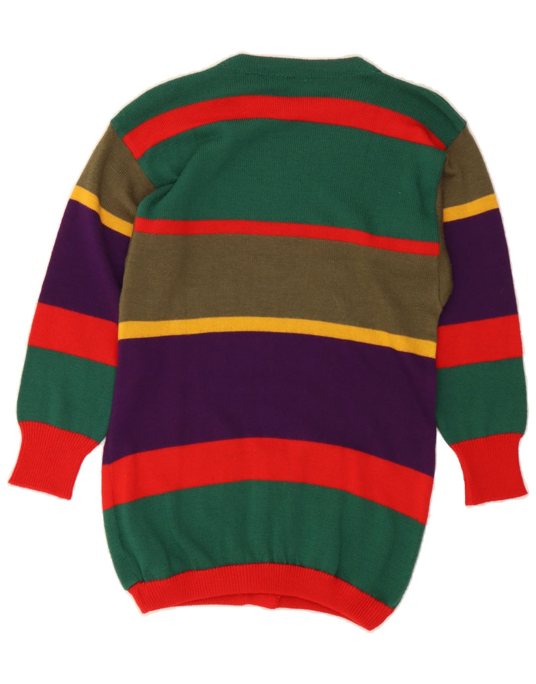 VINTAGE Womens Crew Neck Jumper Sweater UK 14 Medium Multicoloured Striped Vintage Vintage and Second-Hand Vintage from Messina Hembry 