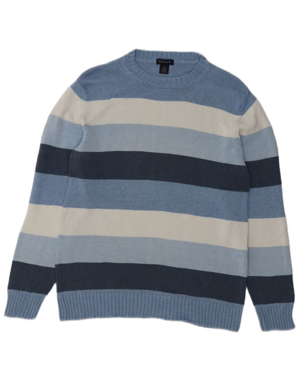 Gant Maglione da uomo girocollo in cotone a righe blu medio