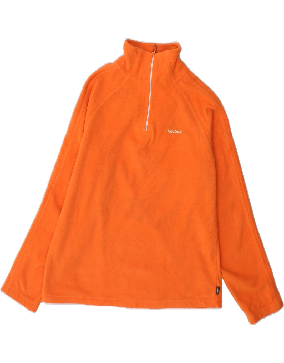 REEBOK Womens Oversized Zip Neck Fleece Jumper UK 10 Small Orange Vintage Reebok and Second-Hand Reebok from Messina Hembry 