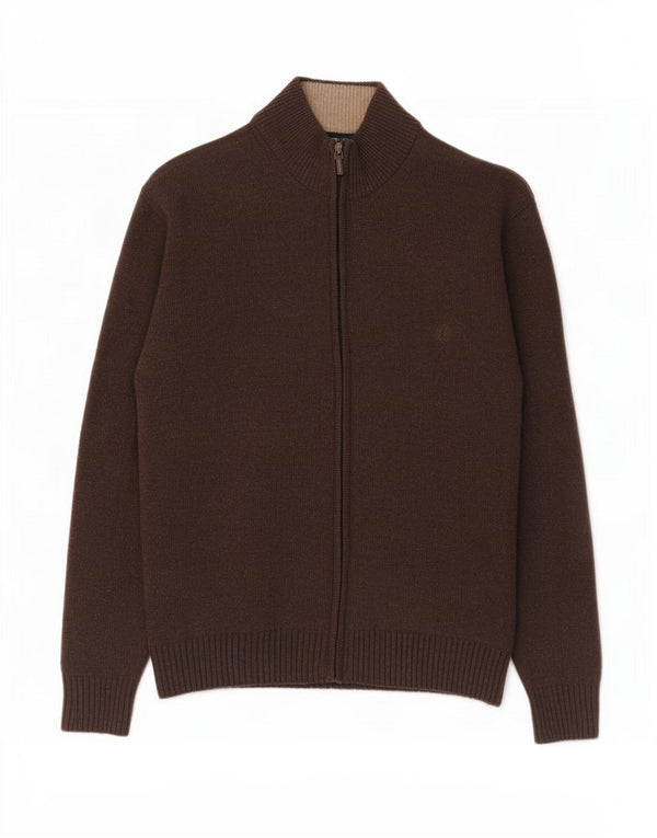 Ivy Oxford Cardigan entièrement zippé pour homme en laine marron XL