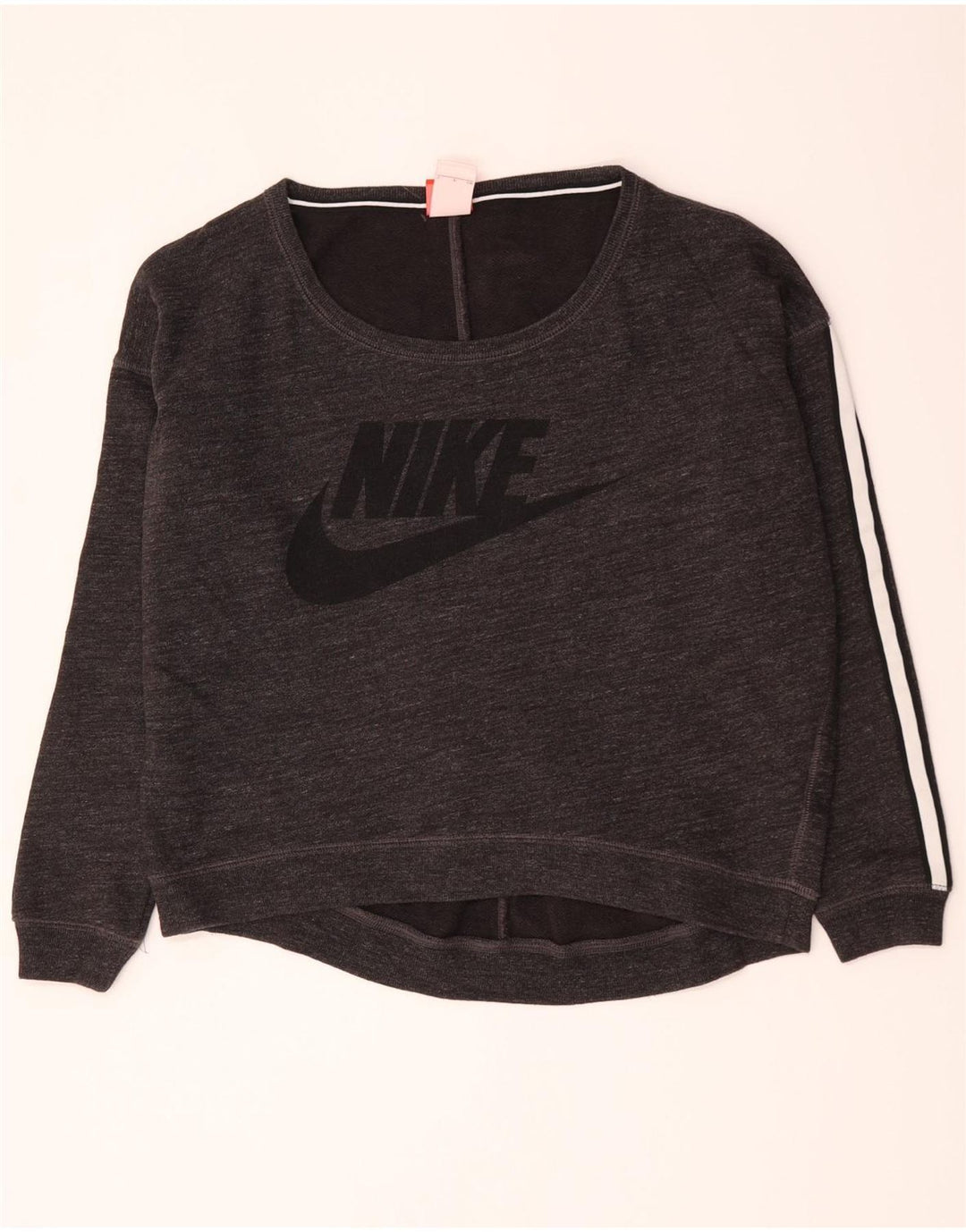 Nike Womens Graphic Oversized Sweatshirt Pullover UK 10 Small Graue Baumwolle