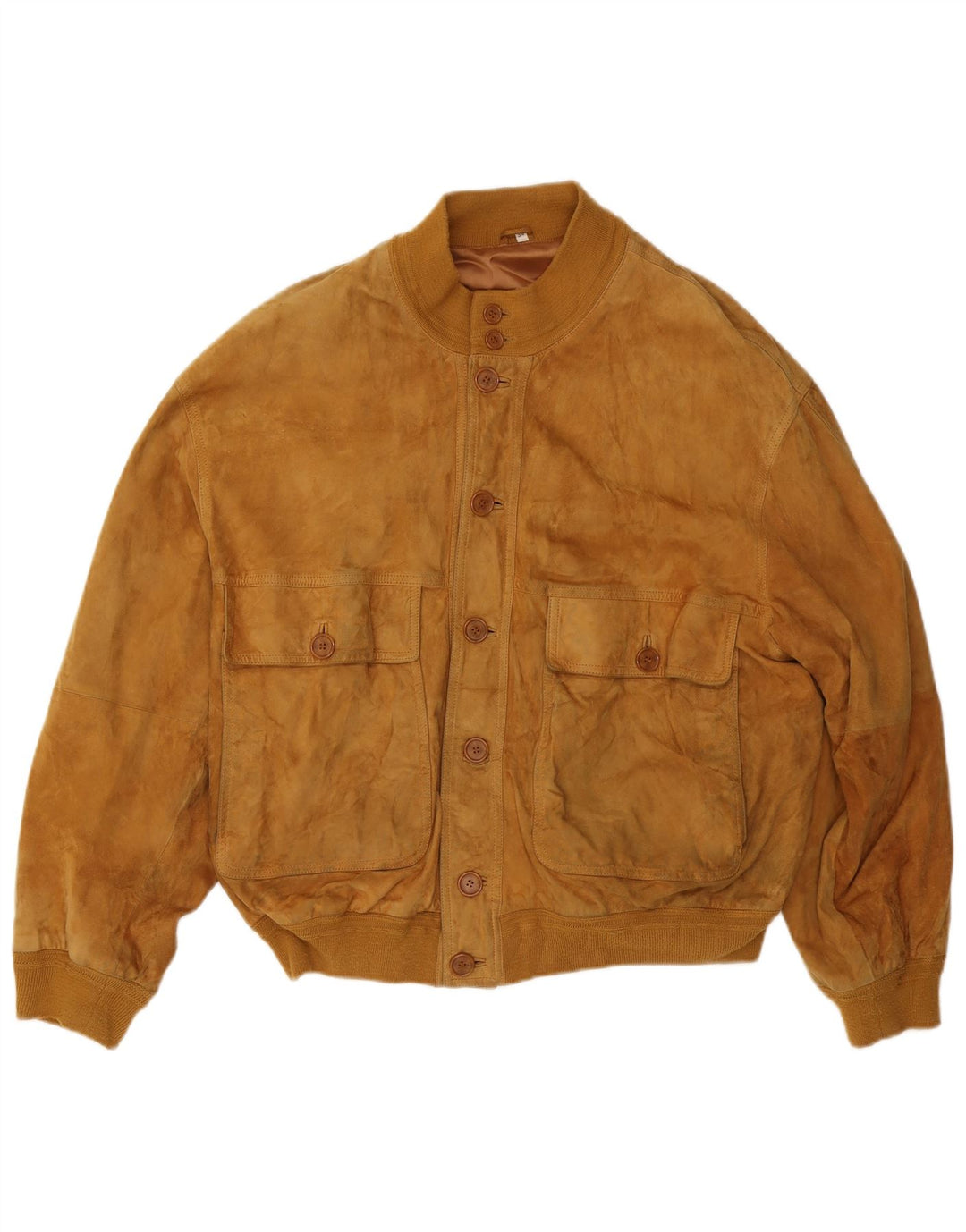Giubbotto bomber vintage in pelle scamosciata da uomo IT 54 2XL in pelle marrone